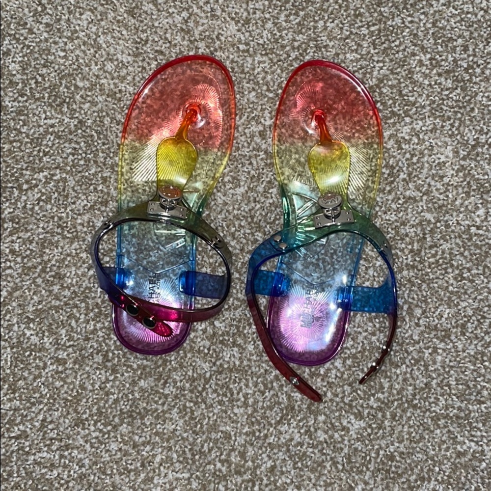 Kids Size 4 Michael Kors Rainbow Jelly FlipFlops